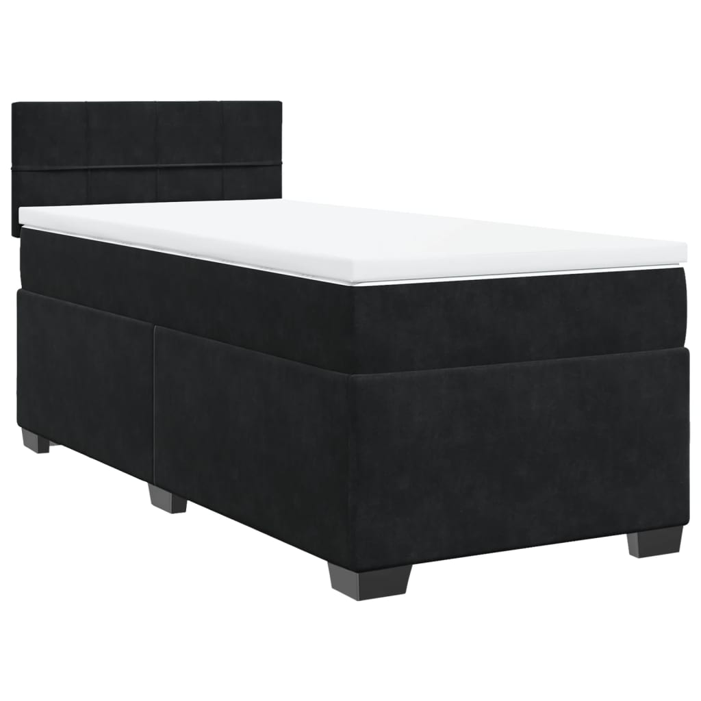 Box Spring Bed with Mattress Black 90x190 cm Velvet