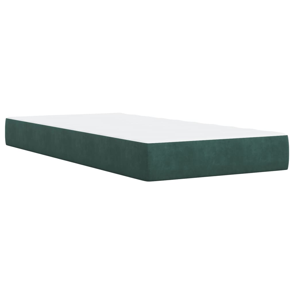 Box Spring Bed with Mattress Dark Green 90x190 cm Velvet