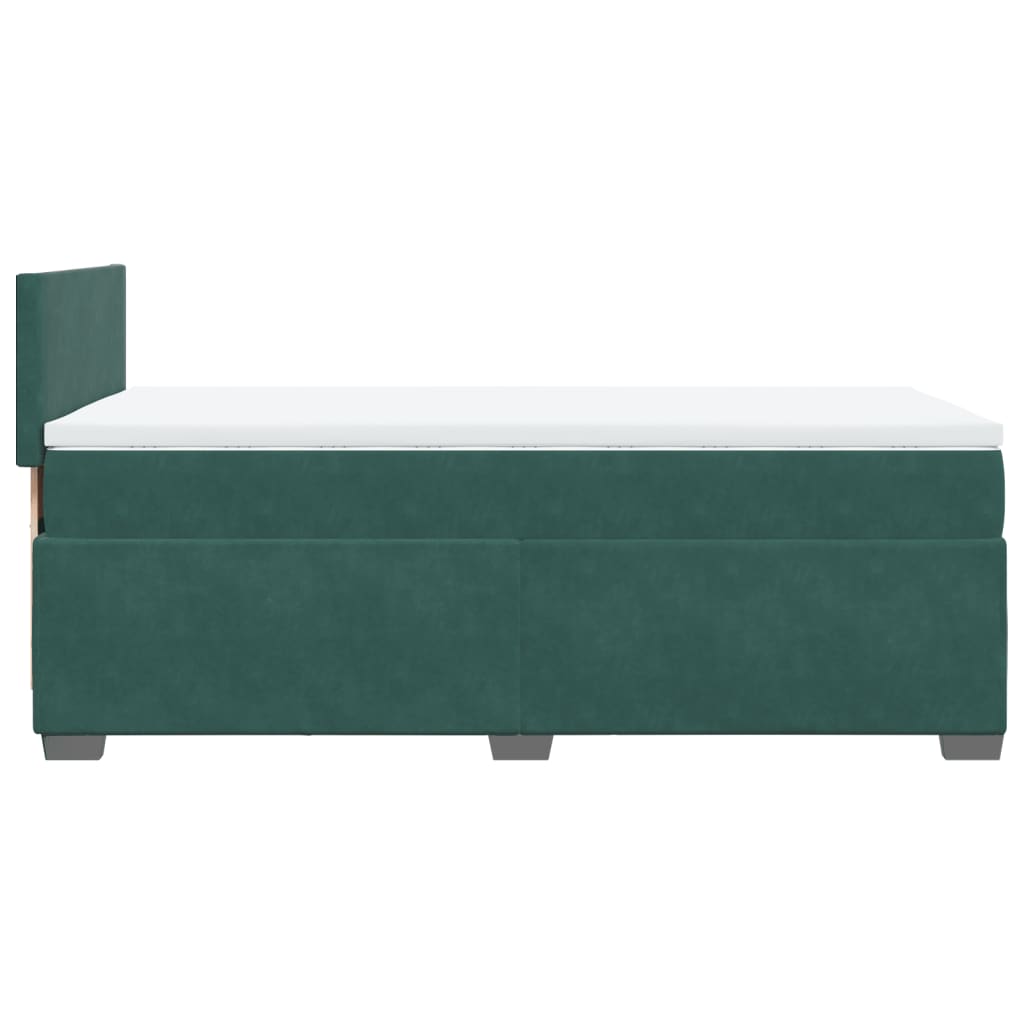 Box Spring Bed with Mattress Dark Green 90x200 cm Velvet