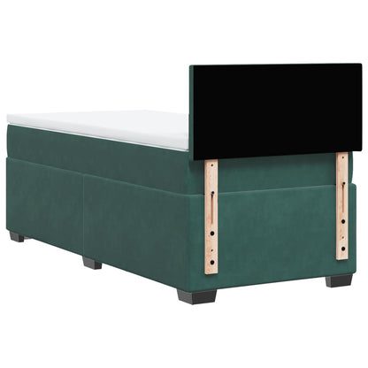 Box Spring Bed with Mattress Dark Green 90x200 cm Velvet