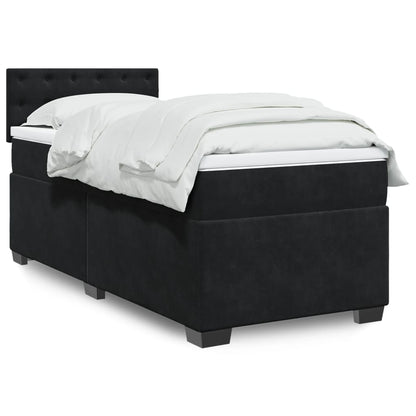 Box Spring Bed with Mattress Black 90x200 cm Velvet