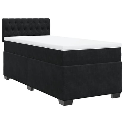 Box Spring Bed with Mattress Black 90x200 cm Velvet