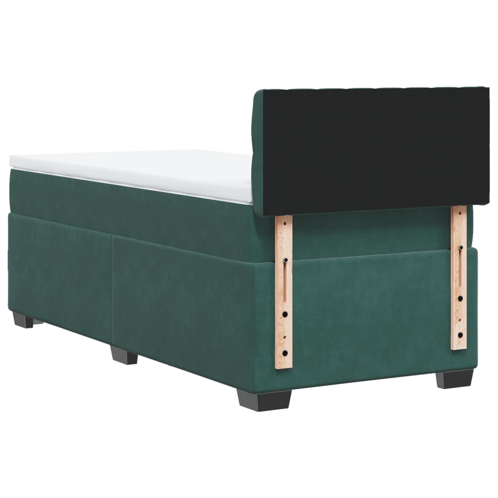 Box Spring Bed with Mattress Dark Green 90x200 cm Velvet