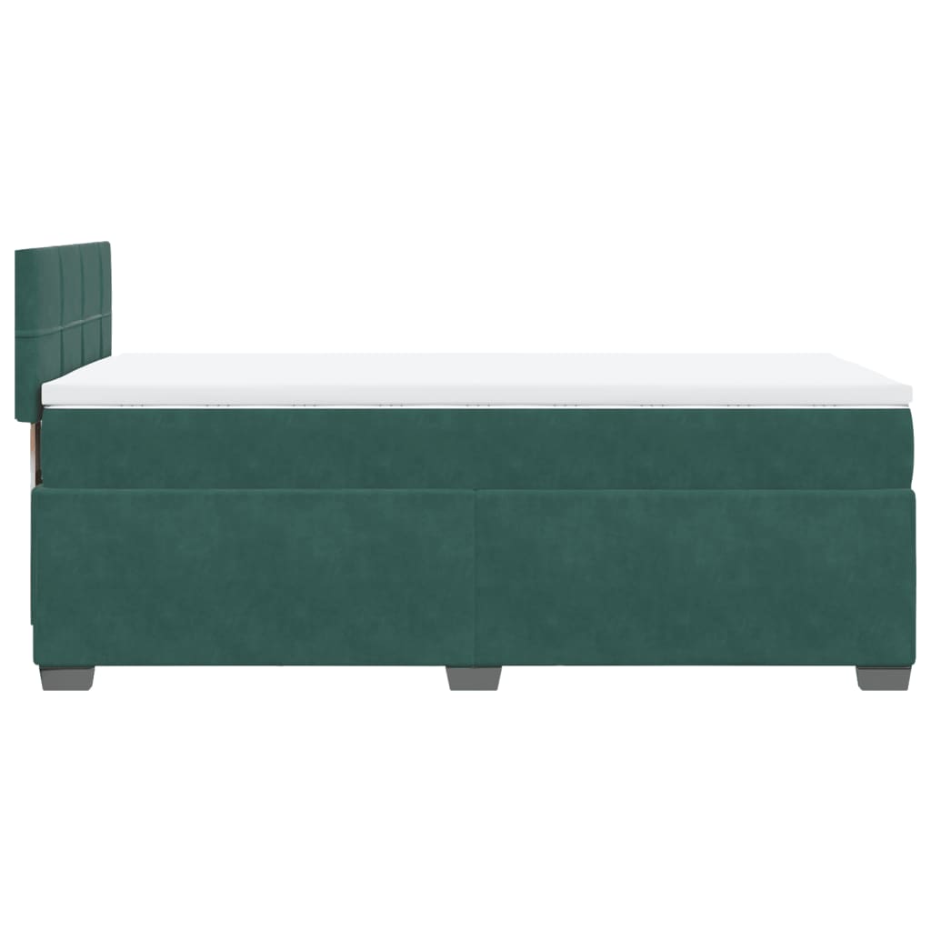 Box Spring Bed with Mattress Dark Green 90x200 cm Velvet