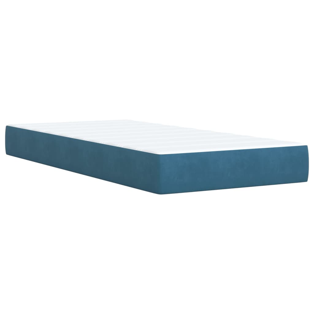 Box Spring Bed with Mattress Dark Blue 100x200 cm Velvet