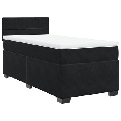 Box Spring Bed with Mattress Black 100x200 cm Velvet