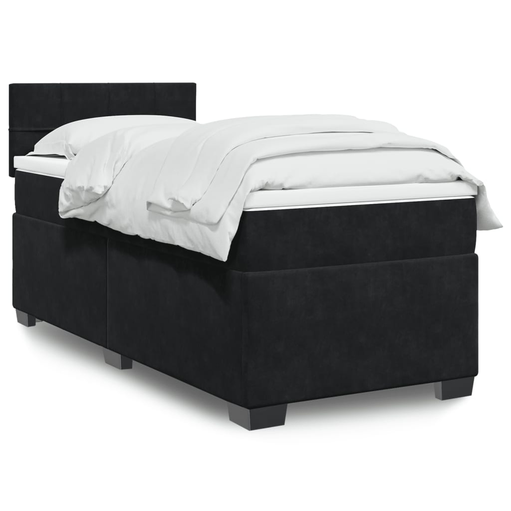 Box Spring Bed with Mattress Black 100x200 cm Velvet