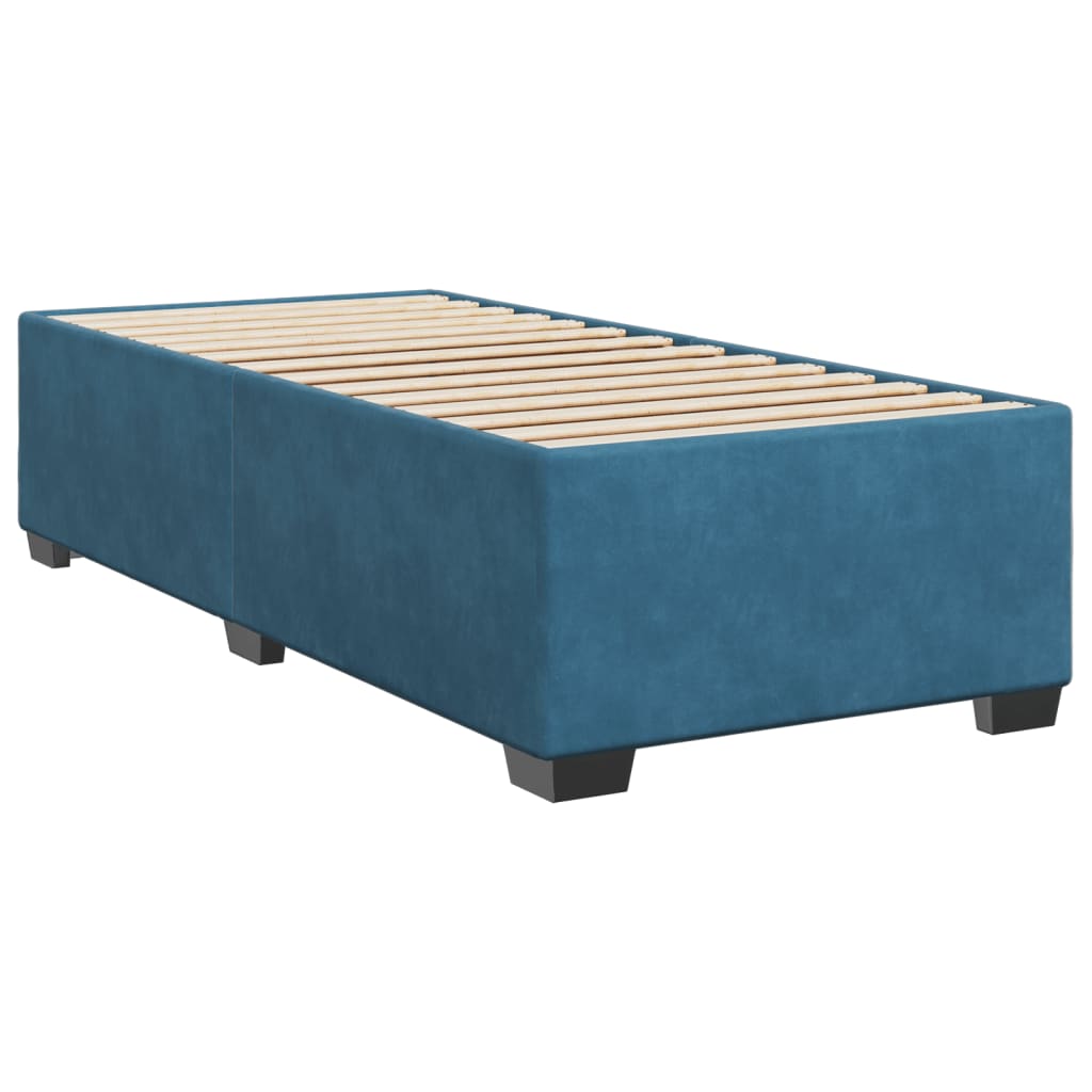 Box Spring Bed with Mattress Dark Blue 100x200 cm Velvet