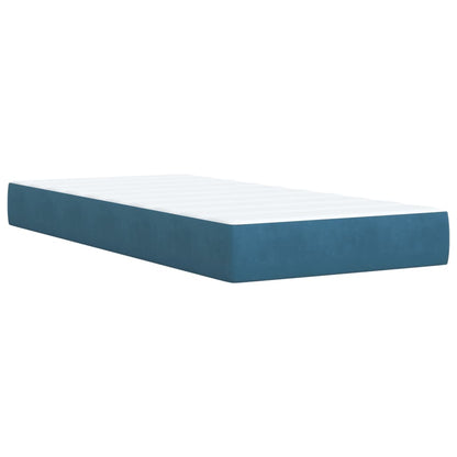 Box Spring Bed with Mattress Dark Blue 100x200 cm Velvet