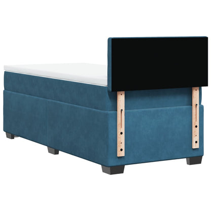 Box Spring Bed with Mattress Dark Blue 100x200 cm Velvet