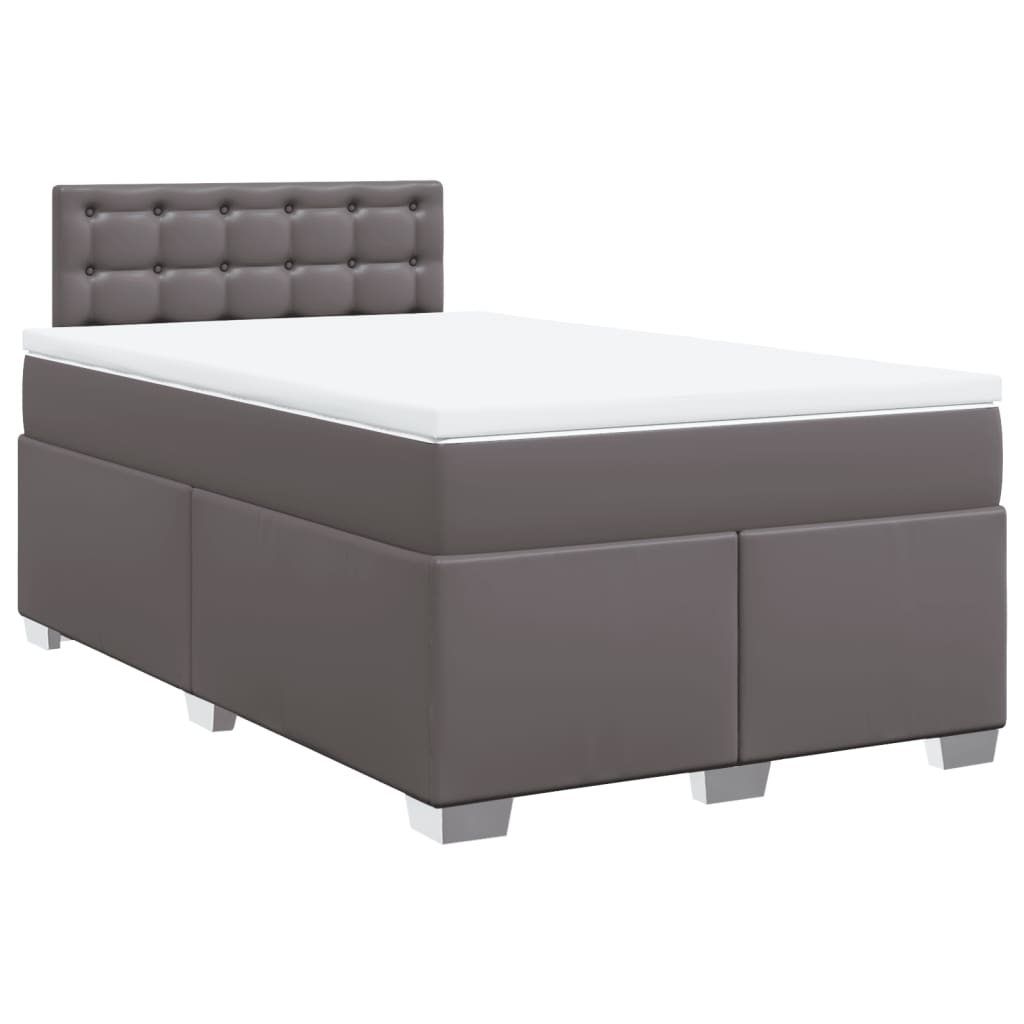 Box Spring Bed with Mattress Grey 120x190 cm Small Double Faux Leather