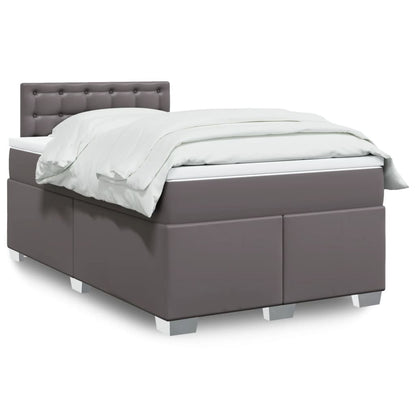 Box Spring Bed with Mattress Grey 120x190 cm Small Double Faux Leather