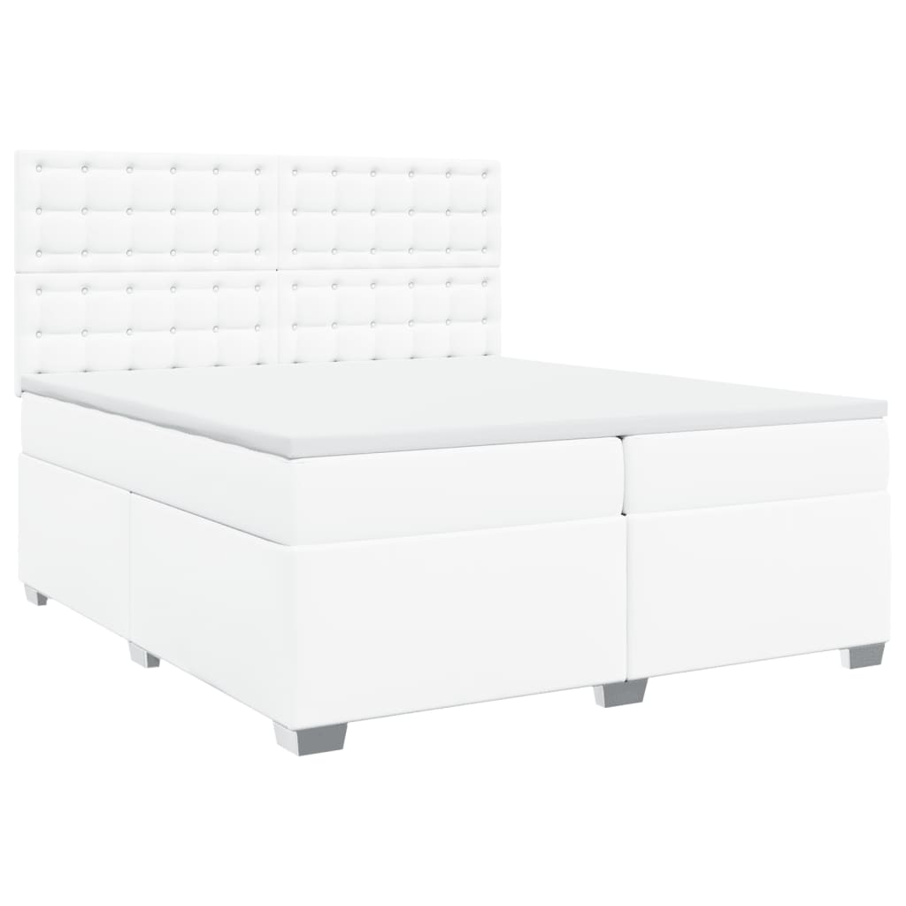 Box Spring Bed with Mattress White 200x200 cm Faux Leather