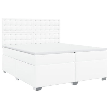 Box Spring Bed with Mattress White 200x200 cm Faux Leather