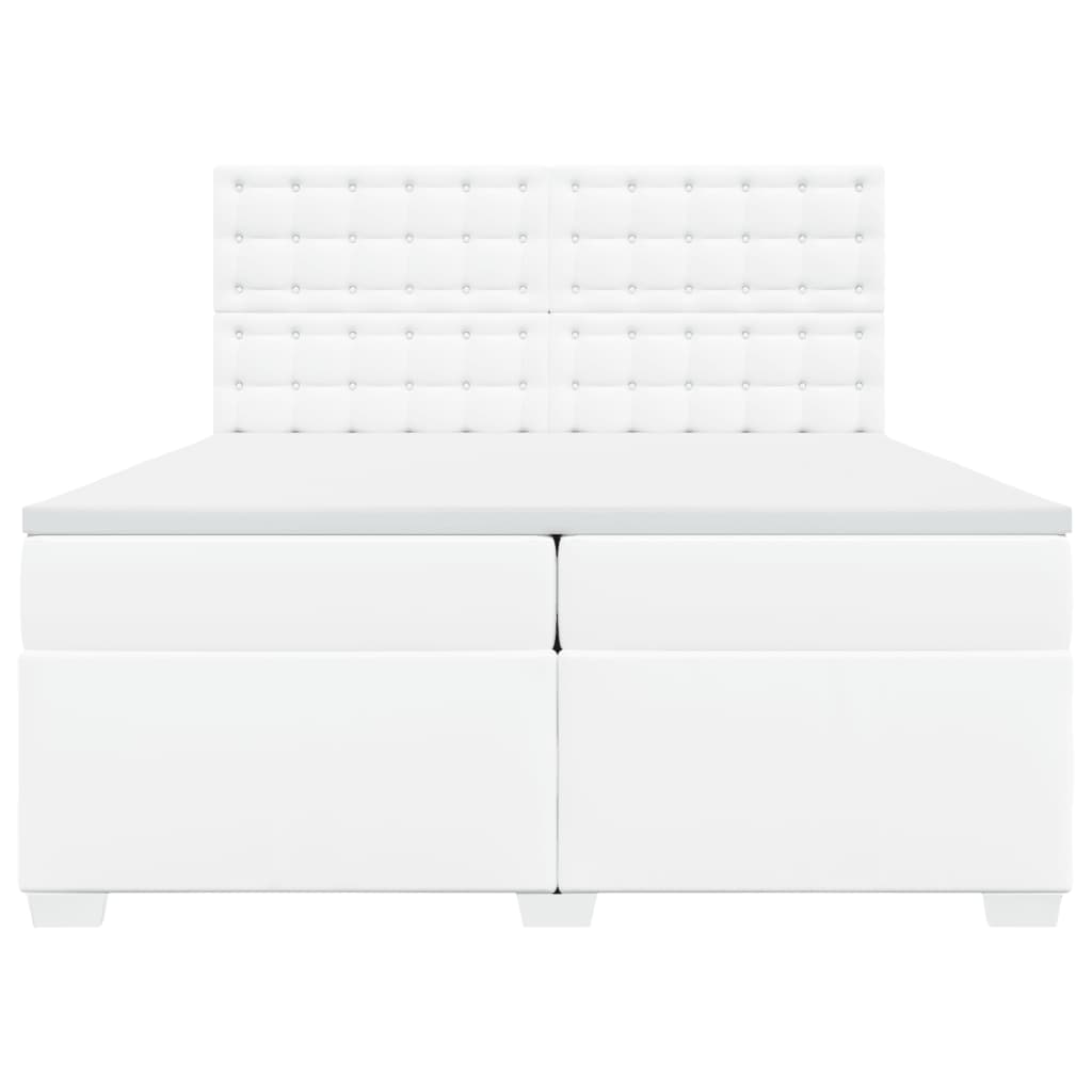 Box Spring Bed with Mattress White 200x200 cm Faux Leather