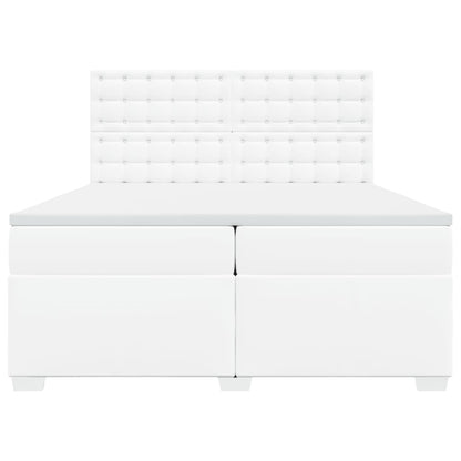 Box Spring Bed with Mattress White 200x200 cm Faux Leather