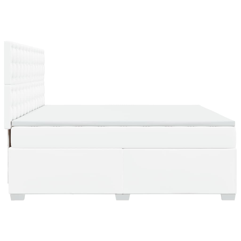 Box Spring Bed with Mattress White 200x200 cm Faux Leather