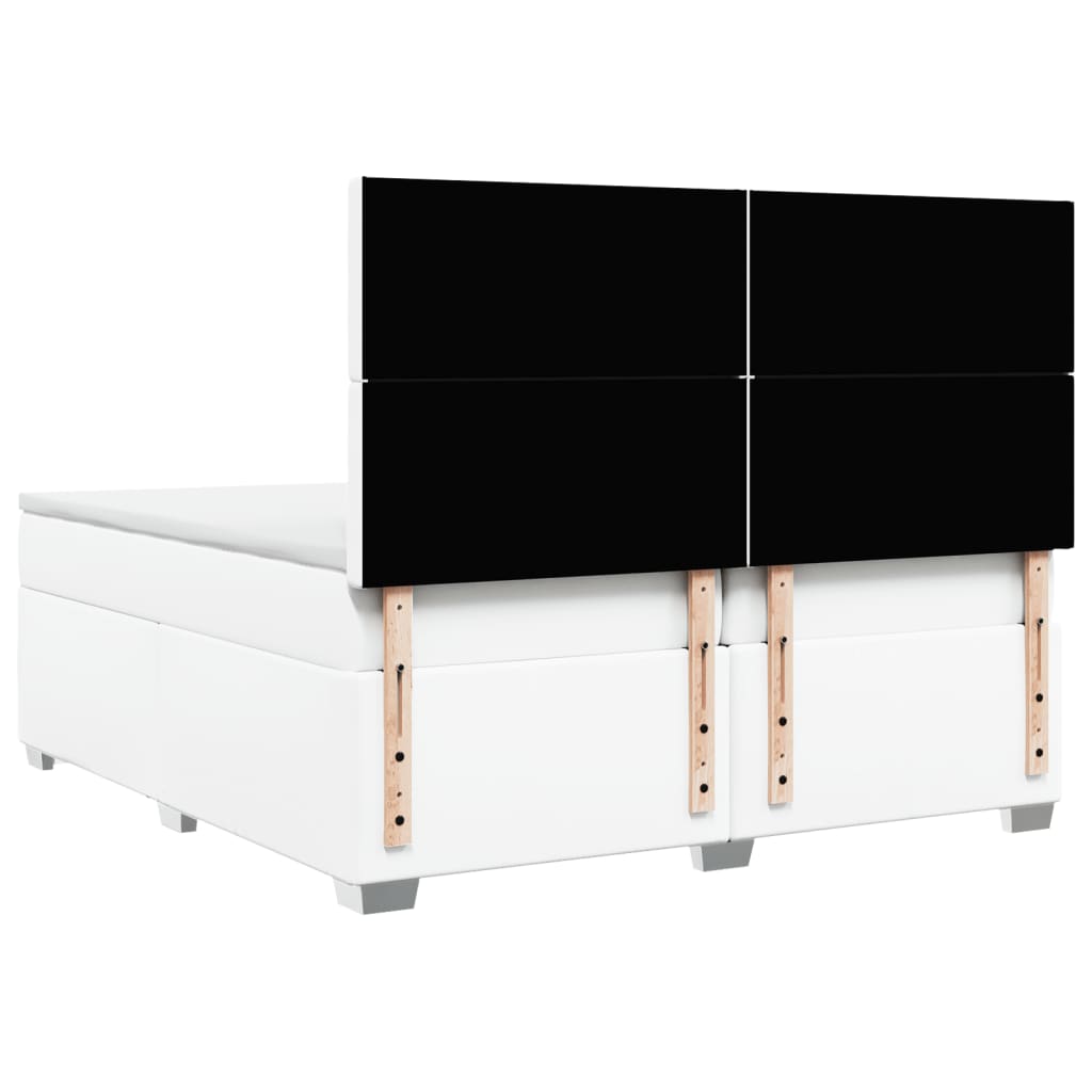 Box Spring Bed with Mattress White 200x200 cm Faux Leather