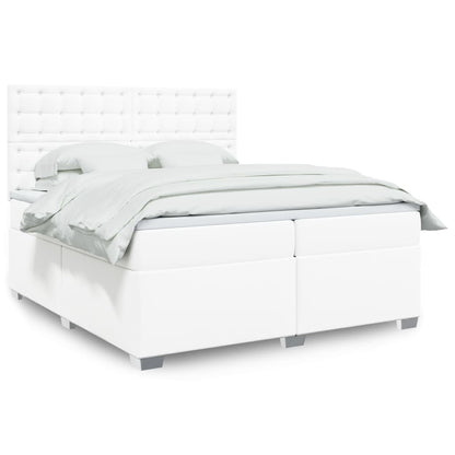 Box Spring Bed with Mattress White 200x200 cm Faux Leather