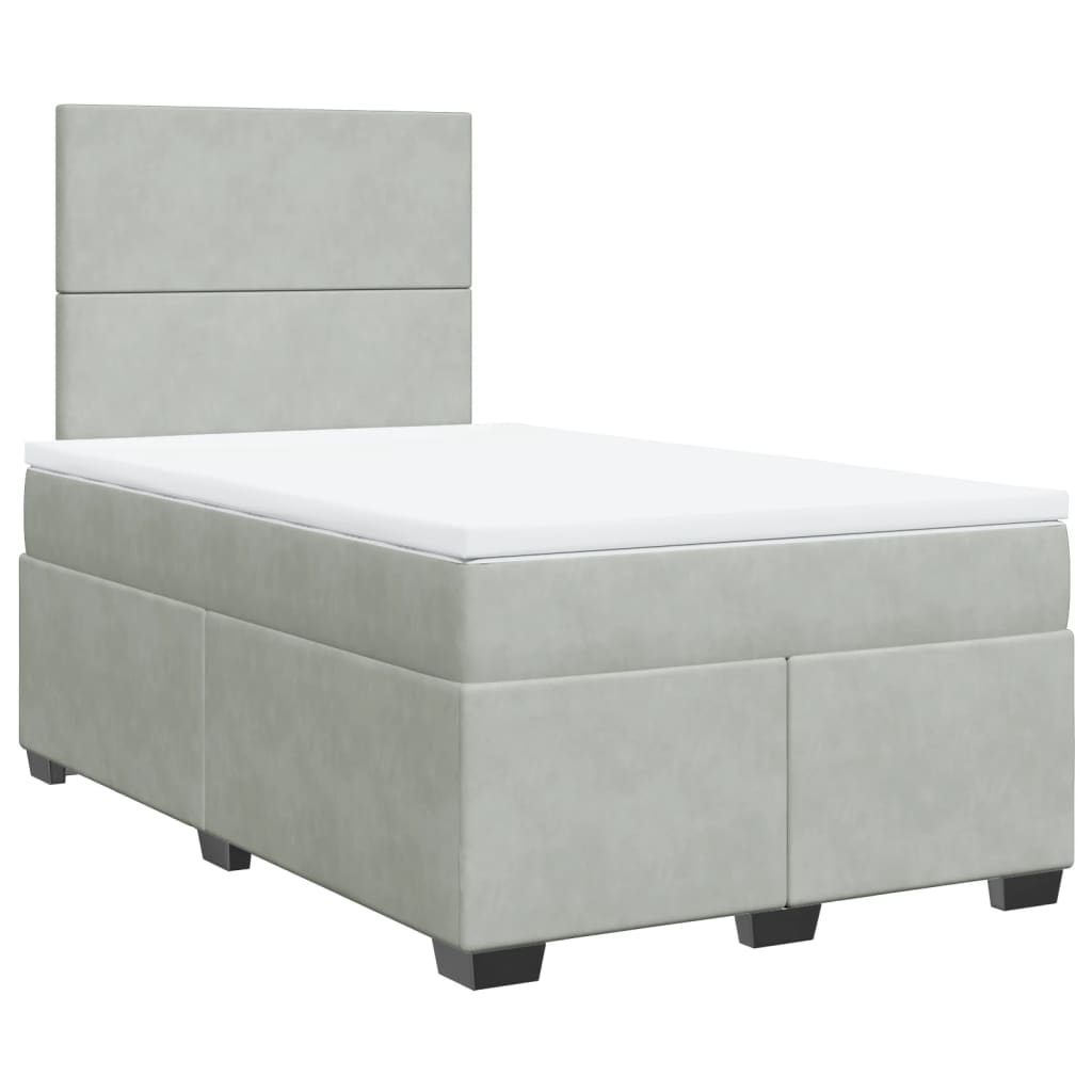 Box Spring Bed with Mattress Light Grey 120x190 cm Small Double Velvet