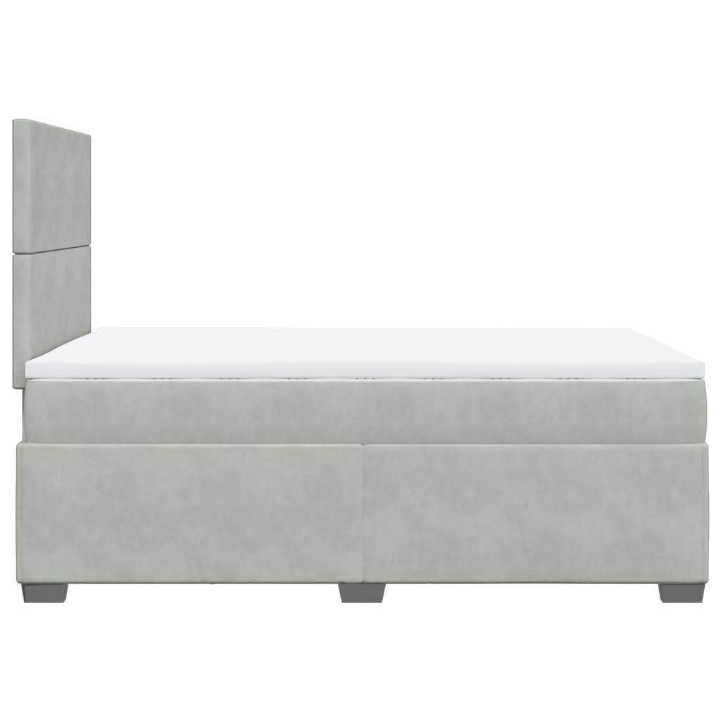 Box Spring Bed with Mattress Light Grey 120x190 cm Small Double Velvet