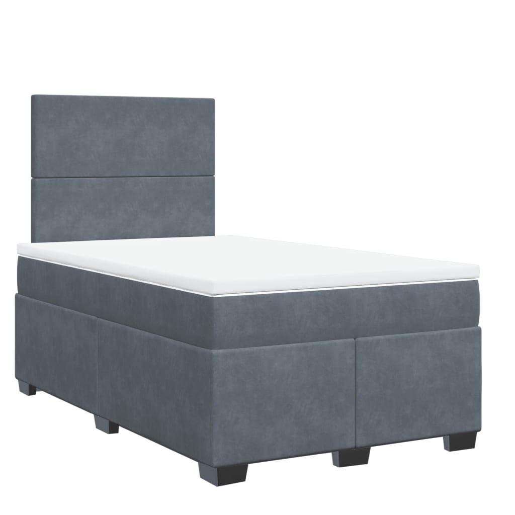 Box Spring Bed with Mattress Dark Grey 120x190 cm Small Double Velvet