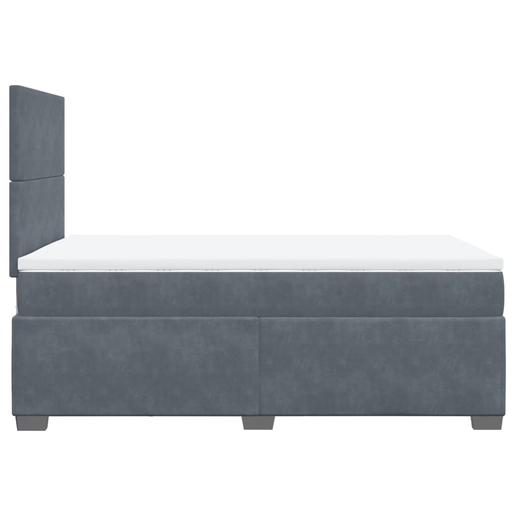 Box Spring Bed with Mattress Dark Grey 120x190 cm Small Double Velvet