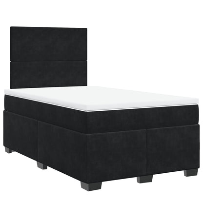 Box Spring Bed with Mattress Black 120x190 cm Small Double Velvet