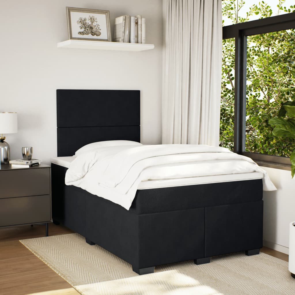 Box Spring Bed with Mattress Black 120x190 cm Small Double Velvet