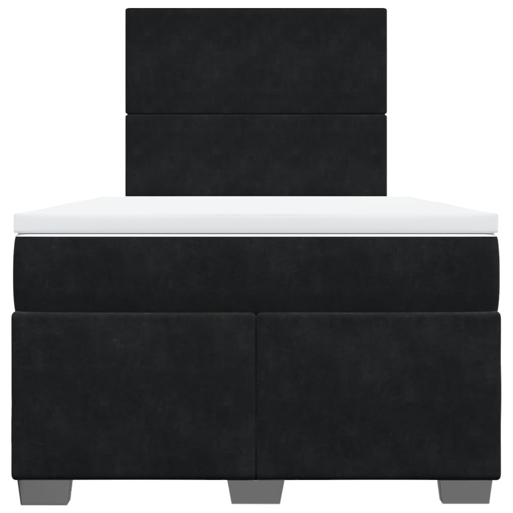 Box Spring Bed with Mattress Black 120x190 cm Small Double Velvet