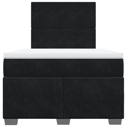 Box Spring Bed with Mattress Black 120x190 cm Small Double Velvet