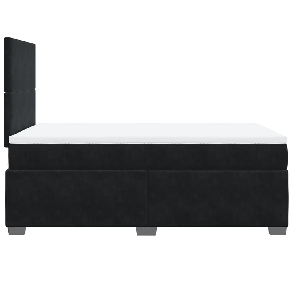 Box Spring Bed with Mattress Black 120x190 cm Small Double Velvet