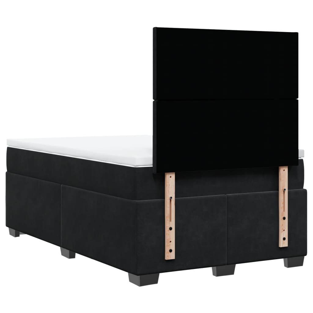 Box Spring Bed with Mattress Black 120x190 cm Small Double Velvet