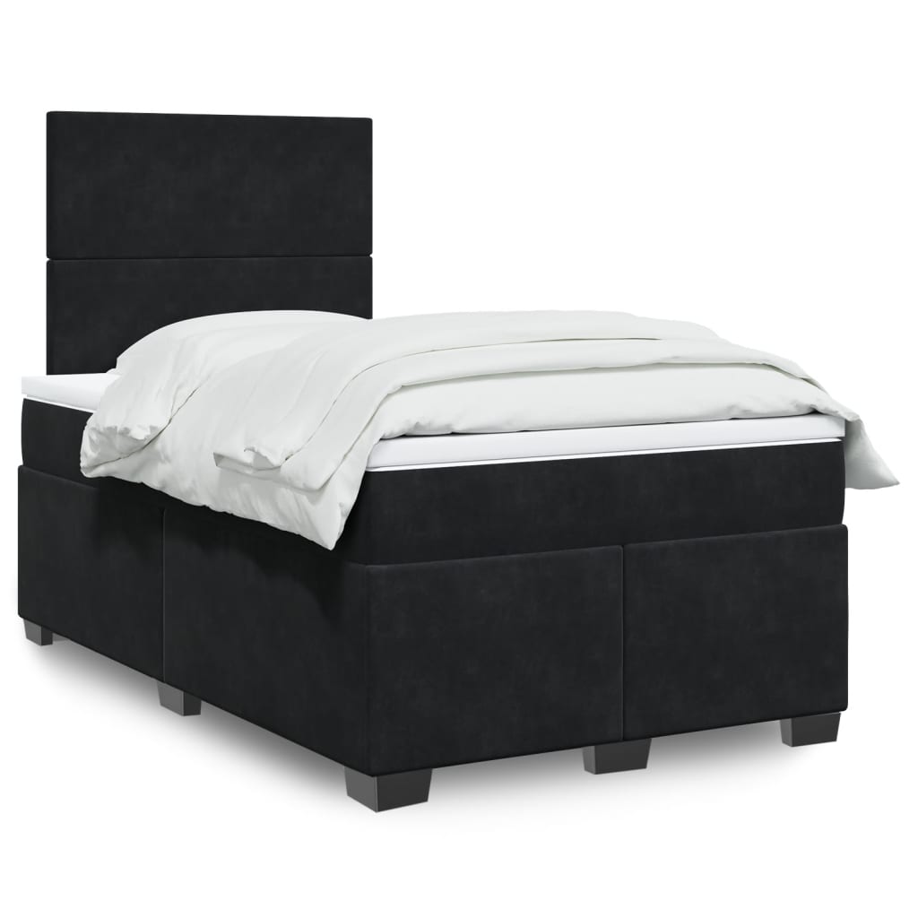 Box Spring Bed with Mattress Black 120x190 cm Small Double Velvet