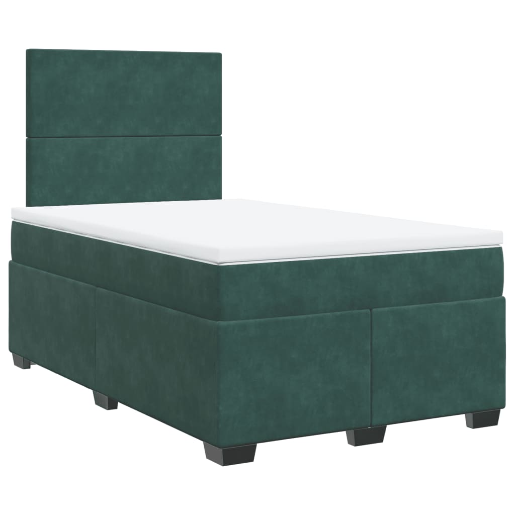 Box Spring Bed with Mattress Dark Green 120x190 cm Small Double Velvet