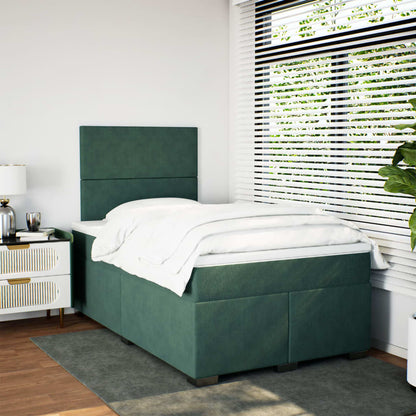 Box Spring Bed with Mattress Dark Green 120x190 cm Small Double Velvet