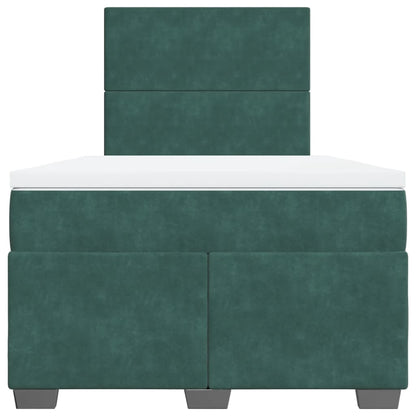 Box Spring Bed with Mattress Dark Green 120x190 cm Small Double Velvet