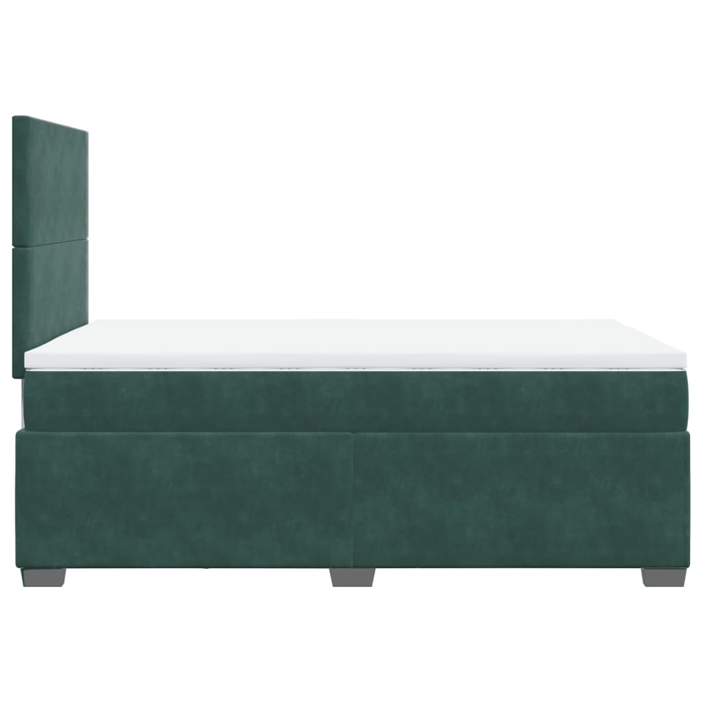 Box Spring Bed with Mattress Dark Green 120x190 cm Small Double Velvet