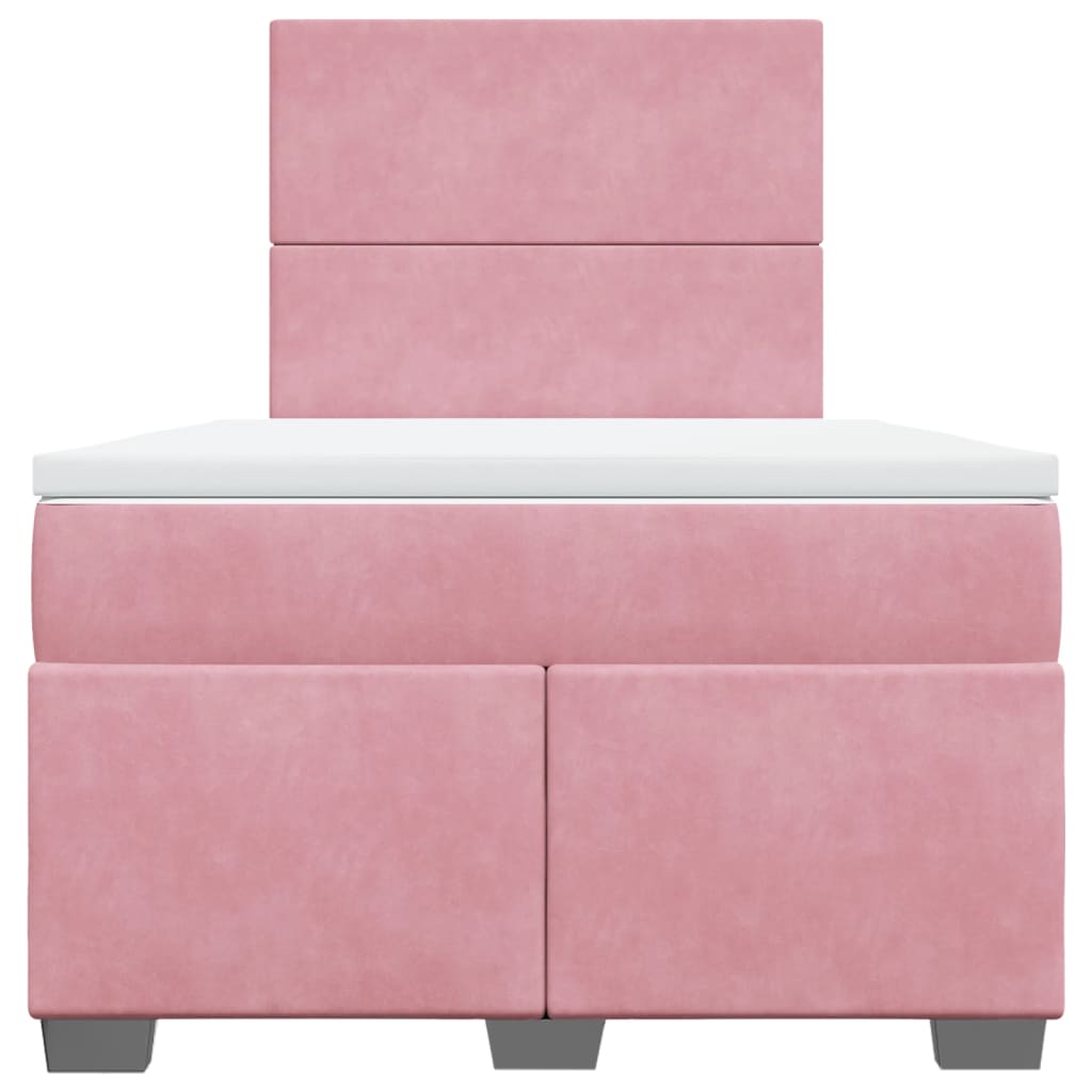 Box Spring Bed with Mattress Pink 120x190 cm Small Double Velvet