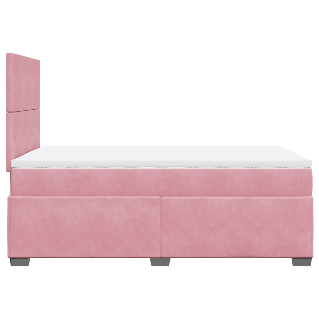 Box Spring Bed with Mattress Pink 120x190 cm Small Double Velvet