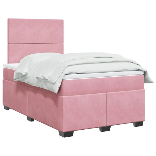 Box Spring Bed with Mattress Pink 120x190 cm Small Double Velvet