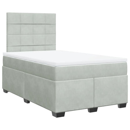 Box Spring Bed with Mattress Light Grey 120x190 cm Small Double Velvet