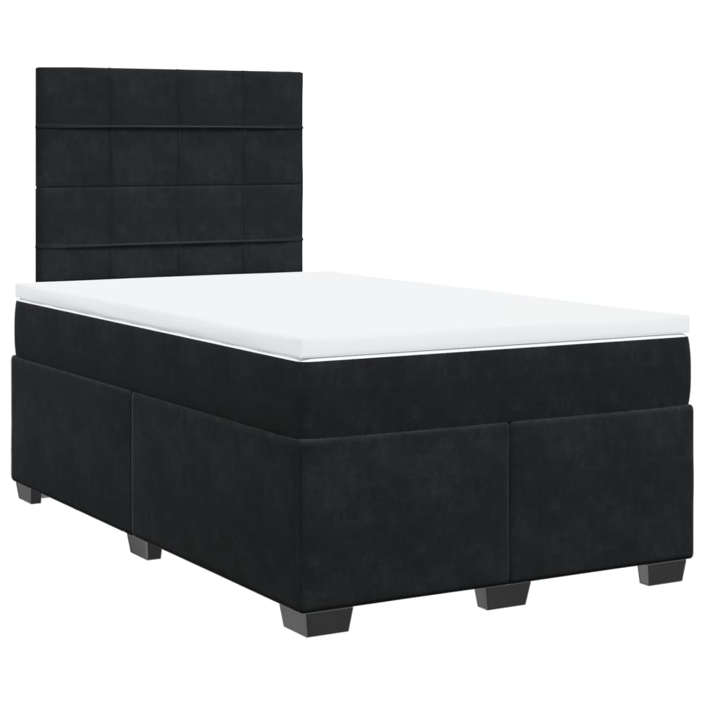 Box Spring Bed with Mattress Black 120x190 cm Small Double Velvet