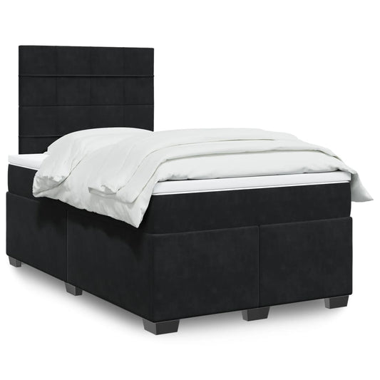 Box Spring Bed with Mattress Black 120x190 cm Small Double Velvet