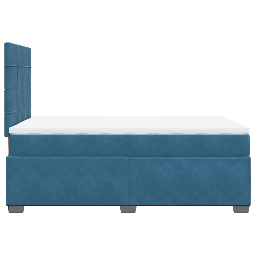 Box Spring Bed with Mattress Blue 120x190 cm Small Double Velvet