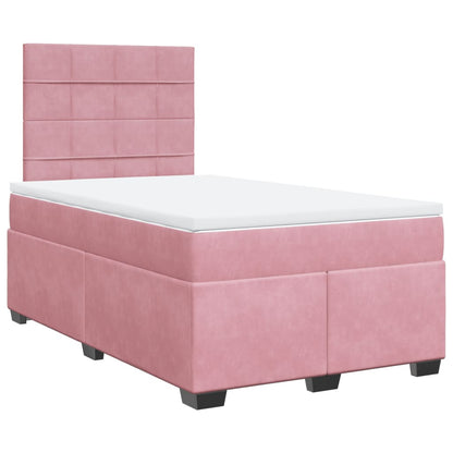 Box Spring Bed with Mattress Pink 120x190 cm Small Double Velvet