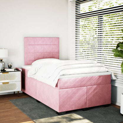 Box Spring Bed with Mattress Pink 120x190 cm Small Double Velvet