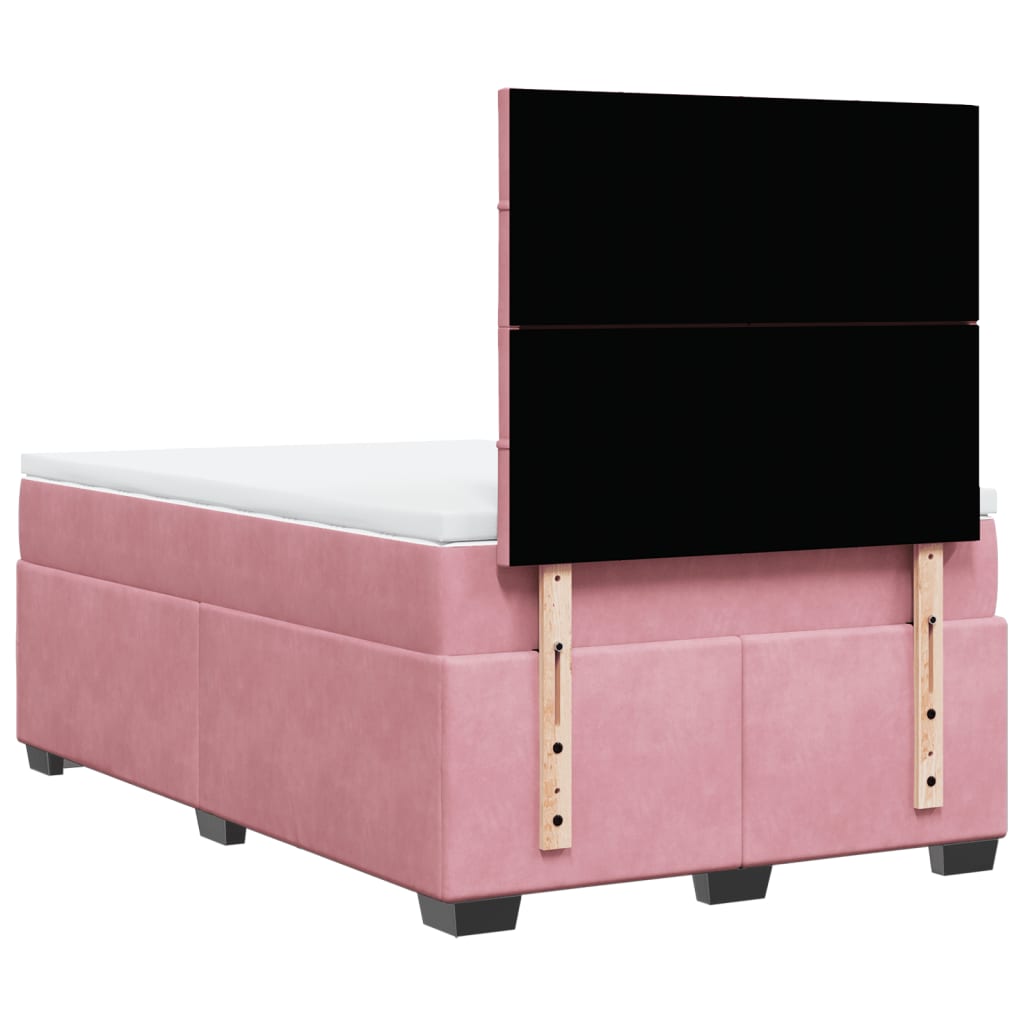 Box Spring Bed with Mattress Pink 120x190 cm Small Double Velvet