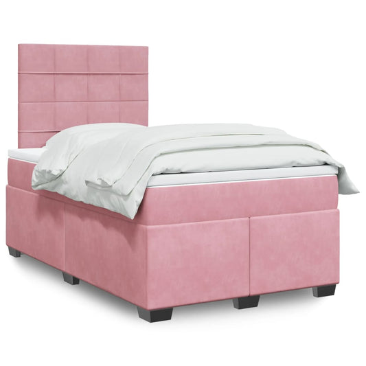 Box Spring Bed with Mattress Pink 120x190 cm Small Double Velvet