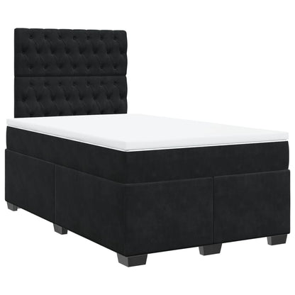 Box Spring Bed with Mattress Black 120x190 cm Small Double Velvet